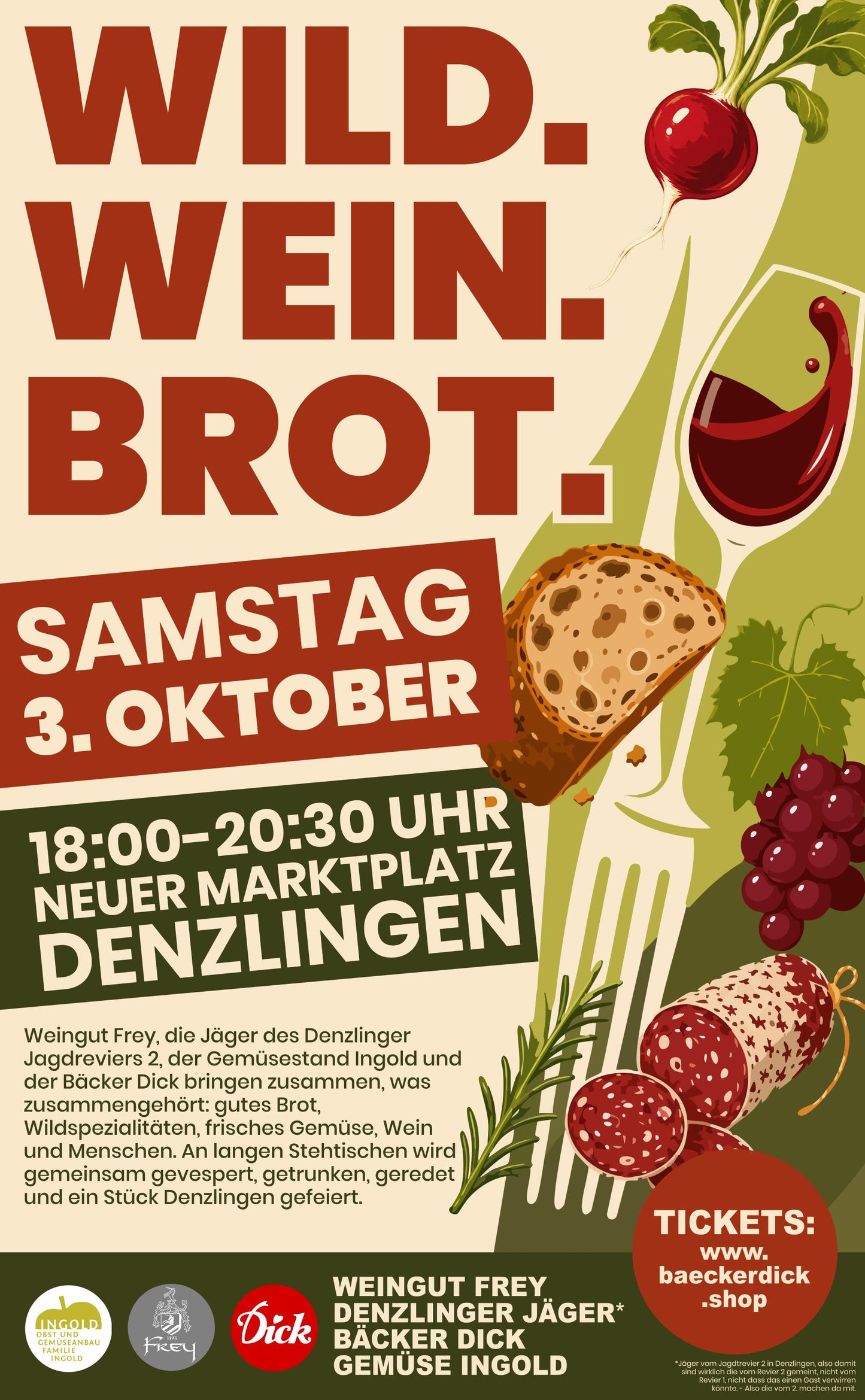 WILD. WEIN. BROT. UND DU MITTENDRIN. Samstag, 3. Oktober 18:00 Uhr